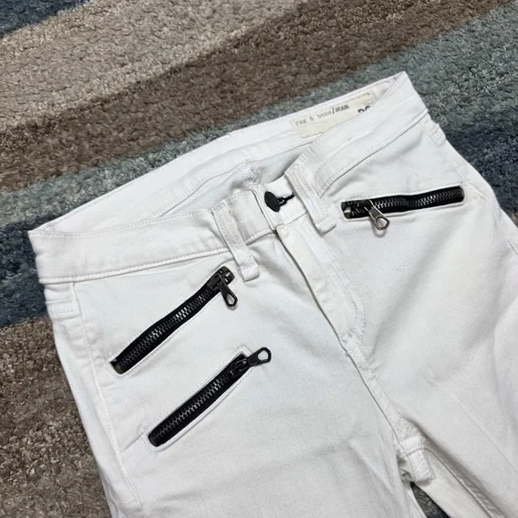 Rag & Bone White Moto Skinny Jeans Zipper Detail Ankle Zip Womens Size 26 - Picture 3 of 9
